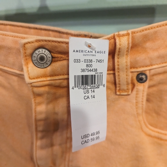 🔥NWT🔥: American Eagle Breezy Bottoms Orange Jean Shorts - Picture 3 of 3